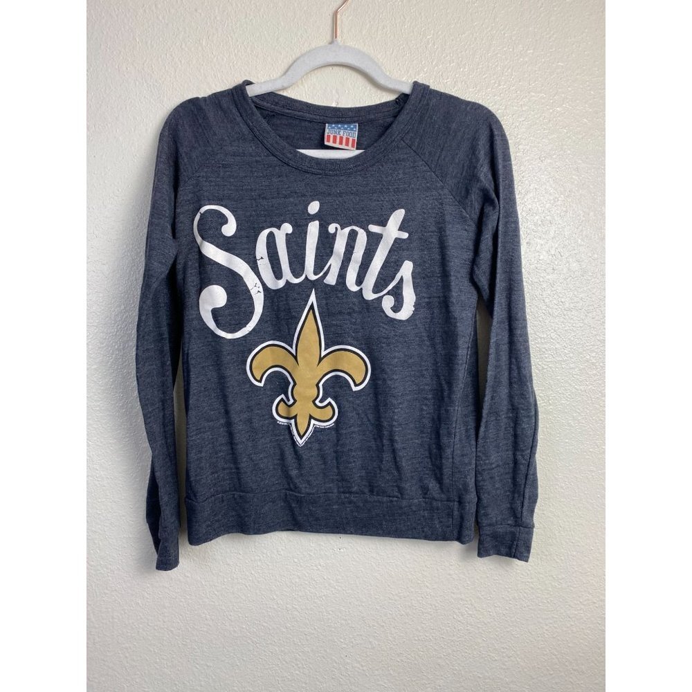 Junk Food Womens Top size Medium Gray Cotton Blend Saints Football‎ Sweatshirt